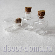 Флакончики мини, стеклянные, с пробкой, 14х24 мм, 3 шт., дно с гранями