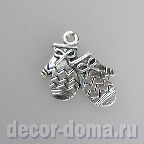 Варежки, подвеска металлическая, 2 см, цвет серебристый Варежки, подвеска металлическая, 2 см, цвет серебристый
