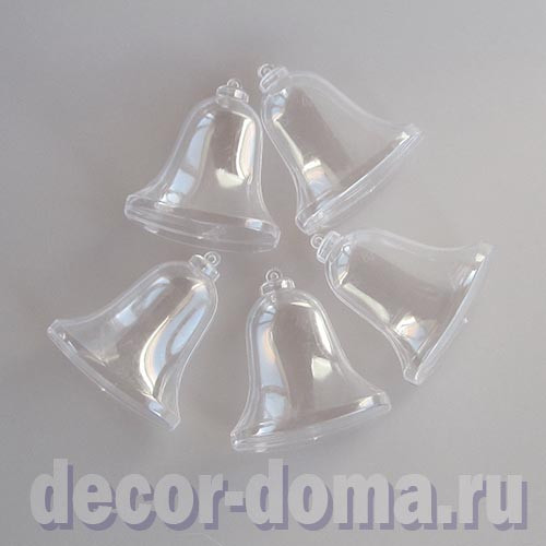 Колокольчик из прозрачного пластика, 8,5 см, 5 шт.