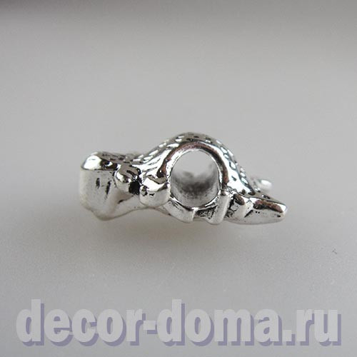 Голова волка, подвеска, шарм, бусина, 1,8 см, цвет серебро
