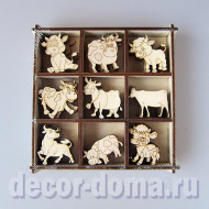 Быки и коровы 3,5 см, набор фанерных фигурок, 45 шт. Быки и коровы 3,5 см, набор фанерных фигурок, 45 шт.