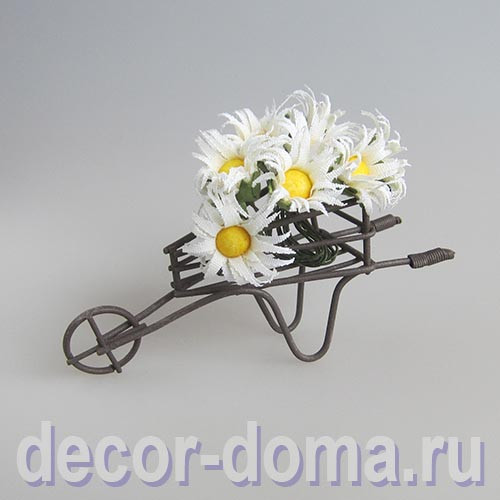 Тачка мини, цветочница, 10 см, цвет коричневый
