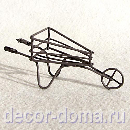 Тачка мини, цветочница, 10 см, цвет коричневый