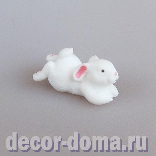 Кролик, зайчик, белый, 3,5 см, фигурка миниатюрная