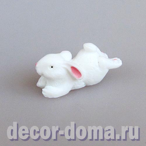 Кролик, зайчик, белый, 3,5 см, фигурка миниатюрная