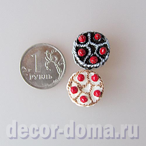 Торты микро с ягодами, 15 мм, белый и шоколадный Торты микро с ягодами, 15 мм, белый и шоколадный