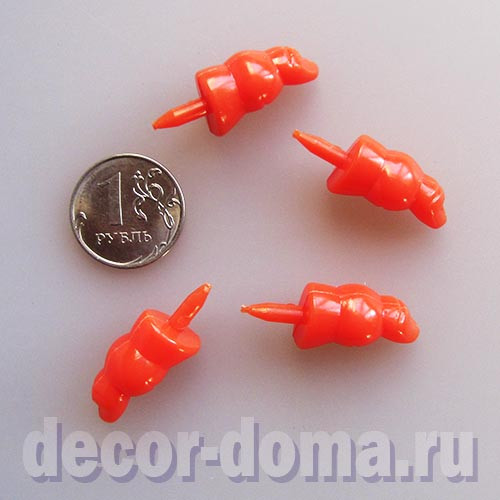 Нос-морковка для снеговика, изогнутый, 22 мм, 4 шт.