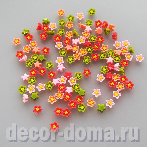Цветочки микро, 6 мм, маки, 100 шт.