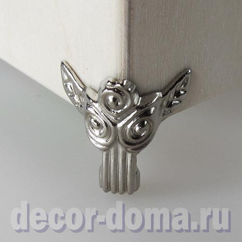 Ножки угловые для шкатулок, 3 розы, 3х3 см, цвет серебро, 4 шт.