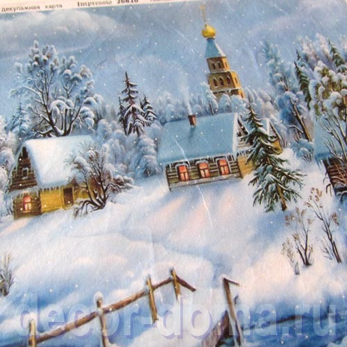 Зимние пейзажи с рекой, бумага для декупажа рисовая Impressio, А4 Зимние пейзажи с рекой, бумага для декупажа рисовая Impressio, А4