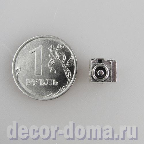 Фотоаппарат микро, подвеска, шарм, бусина, 0,8 см, цвет серебро Фотоаппарат микро, подвеска, шарм, бусина, 0,8 см, цвет серебро
