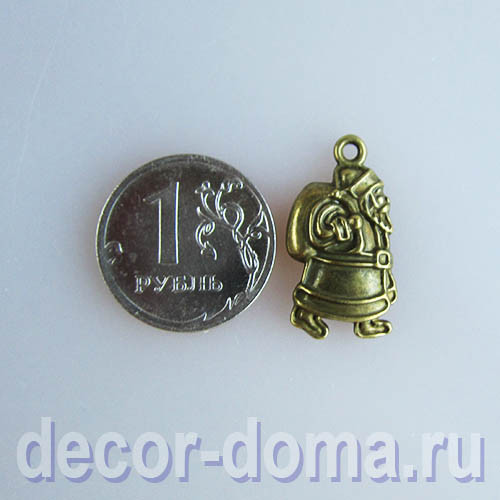 Дед Мороз с мешком, подвеска металлическая, 2,5 см Дед Мороз с мешком, подвеска металлическая, 2,5 см