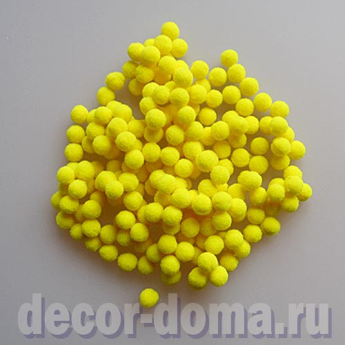 Помпончики 1 см, цвет жёлтая мимоза, 200 шт.