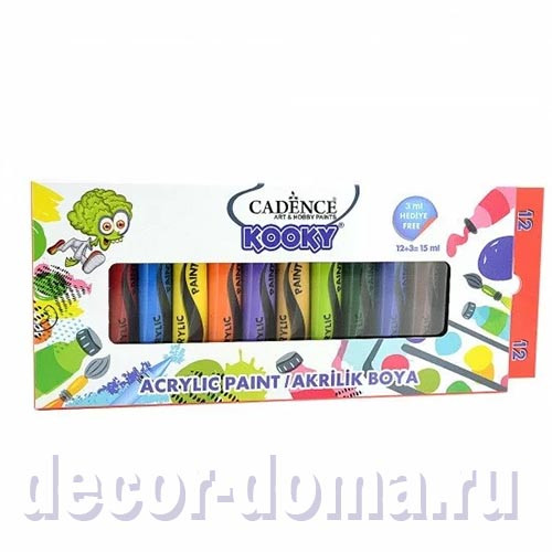 Набор акриловых красок Cadence, 12 цветов Набор акриловых красок Cadence, 12 цветов