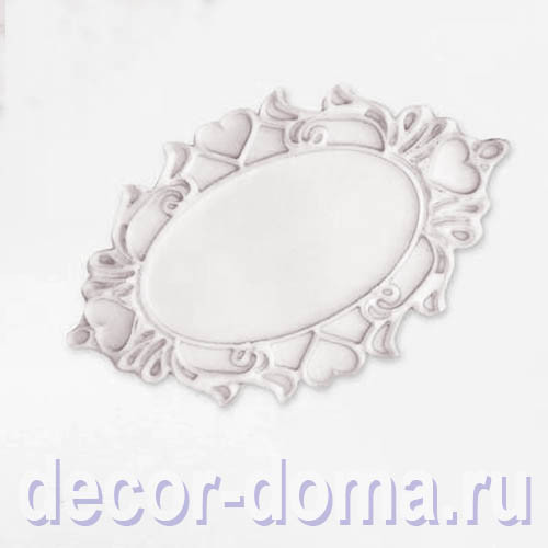 Овал с сердечками, панно-рамка, молд силиконовый, 11 х 7,5 см