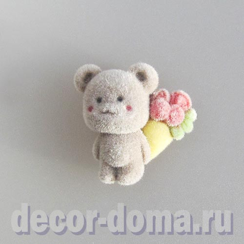 Мишка микро, плюшевый, с букетом, 1,7 см Мишка микро, плюшевый, с букетом, 1,7 см