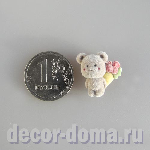 Мишка микро, плюшевый, с букетом, 1,7 см Мишка микро, плюшевый, с букетом, 1,7 см