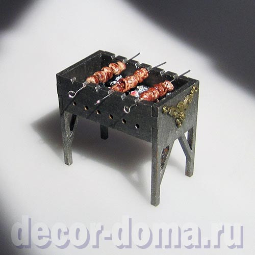 Мангал с углями и шашлыком, 5,5 см, ручная работа