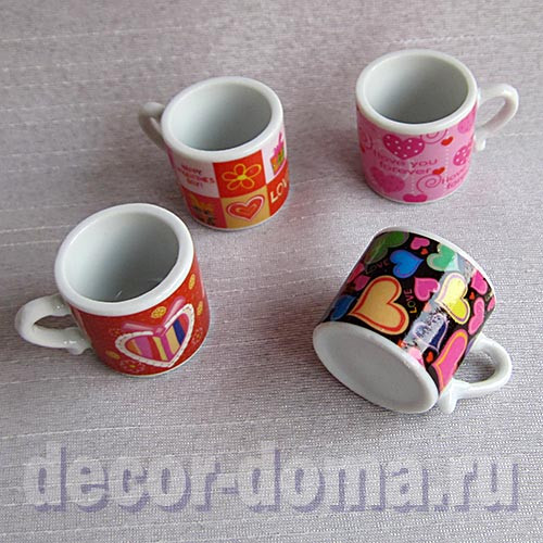 Кружки с принтом мини, 3 см, 4 шт. Кружки с принтом мини, 3 см, 4 шт.