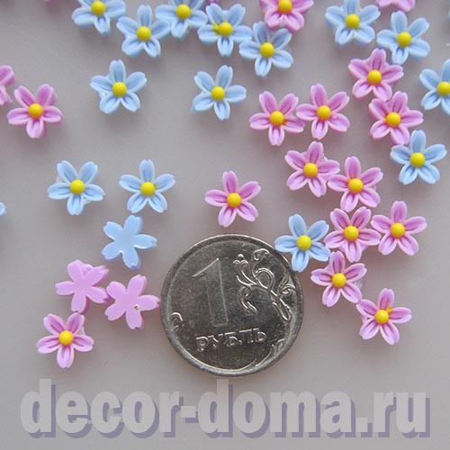 Цветочки мини, 8 мм, незабудки, 70 шт.