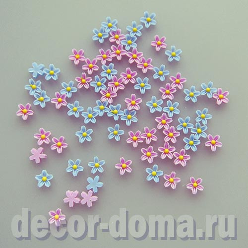 Цветочки мини, 8 мм, незабудки, 70 шт.