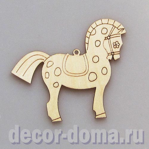 Лошадка в яблоках, фигурка фанерная, 8 х 9 см