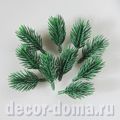 Веточки еловые мини, 4,5 см, хвоя декоративная, 10 шт.