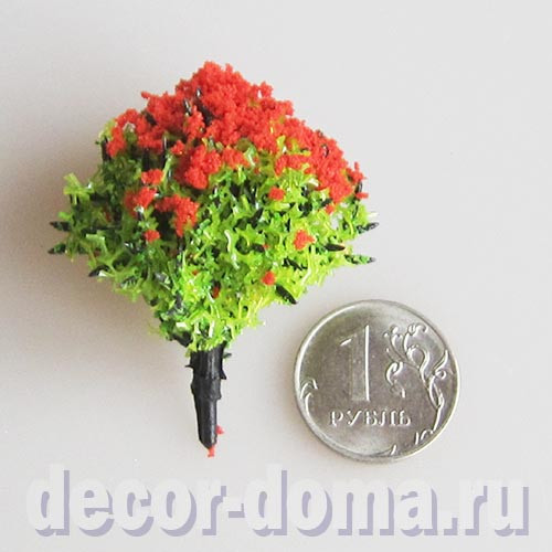 Куст цветущий, растение миниатюрное, 4 см, цвет красный Куст цветущий, растение миниатюрное, 4 см, цвет красный