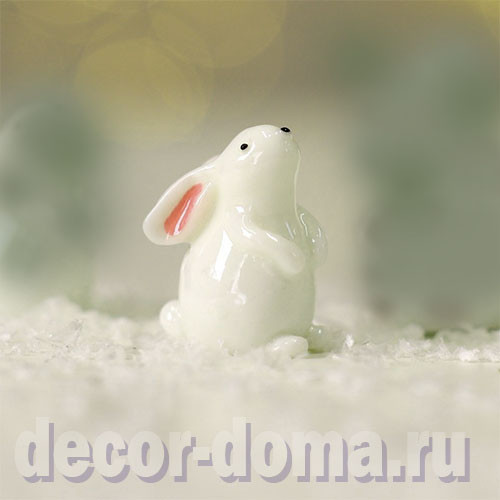 Кролик белый, фигурка миниатюрная, 2.3 см