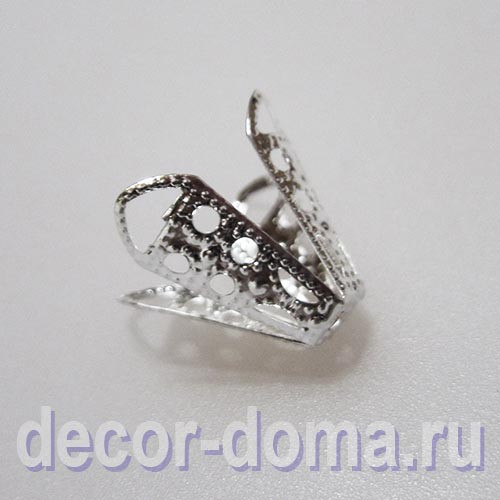 Колпачок металлический, 1,5 см, ажурный конус, 20 г (около 60 шт.), цвет серебро тёмное