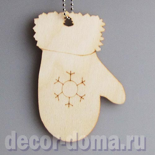 Варежка со снежинкой, фигурка фанерная, 10,5 см
