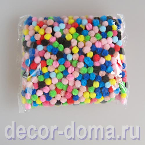Помпончики 1 см, упаковка 50 г, разноцветные
