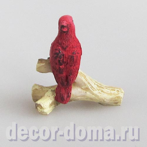 Попугай на дереве, фигурка миниатюрная, 3,8 см