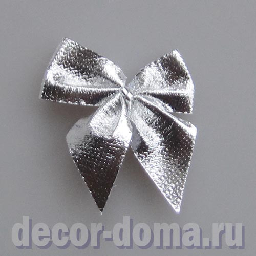 Бантики блестящие, 12 шт, 5 см, цвет серебро Бантики блестящие, 12 шт, 5 см, цвет серебро