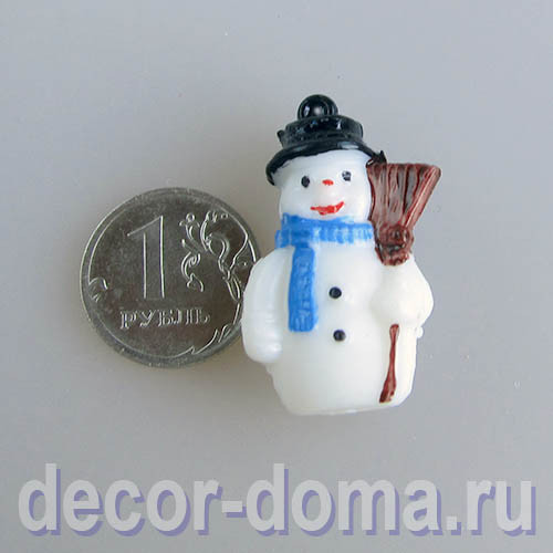 Снеговик с метлой, фигурка новогодняя, 3,5 см Снеговик с метлой, фигурка новогодняя, 3,5 см
