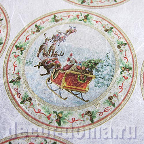 Шарики с Санта-Клаусом, бумага для декупажа рисовая Impressio, А4