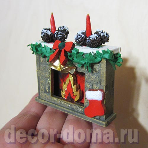 Камин микро, сборная фигурка из фанеры, 6 см, заготовка для декора