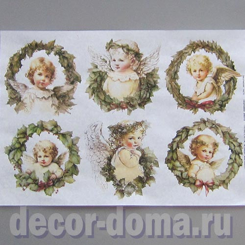 Рождественские ангелы, декупажная карта Impressio, А4