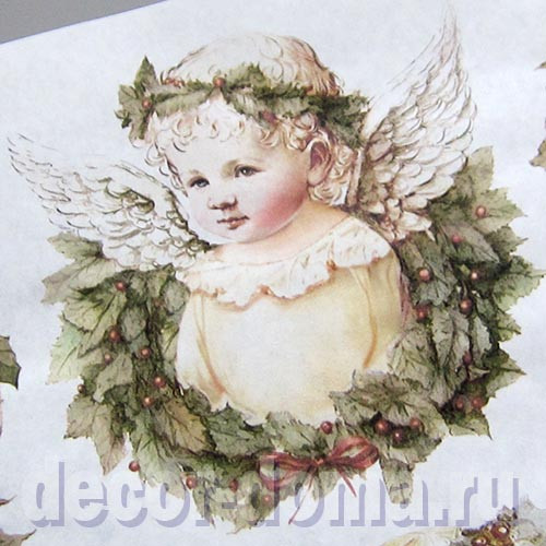 Рождественские ангелы, декупажная карта Impressio, А4