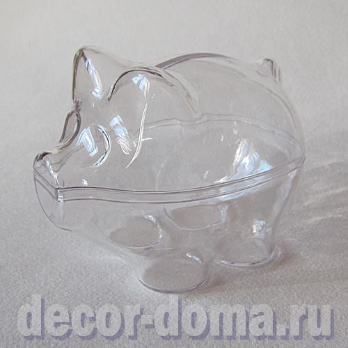 Свинья-копилка, фигурка из прозрачного пластика разъемная, 9 см Свинья-копилка, фигурка из прозрачного пластика разъемная, 9 см