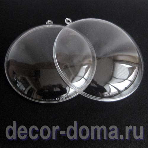 Медальон, шар плоский из прозрачного пластика, 11 см Медальон, шар плоский из прозрачного пластика, 11 см
