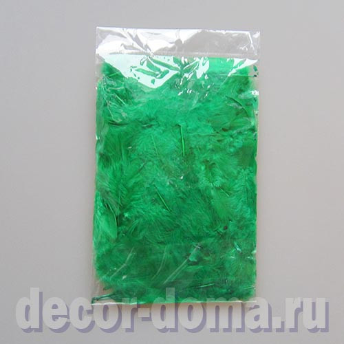 Перья цветные, 100 шт., цвет зелёный яркий