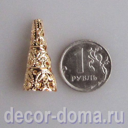 Колпачки, шапочки для бусин и шаров, 26 х 12 мм, конус, 10 шт., цвет золотой Колпачки, шапочки для бусин и шаров, 26 х 12 мм, конус, 10 шт., цвет золотой