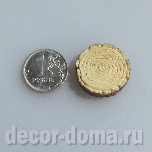 Спил дерева, миниатюрный, 2,3 см, полистоун