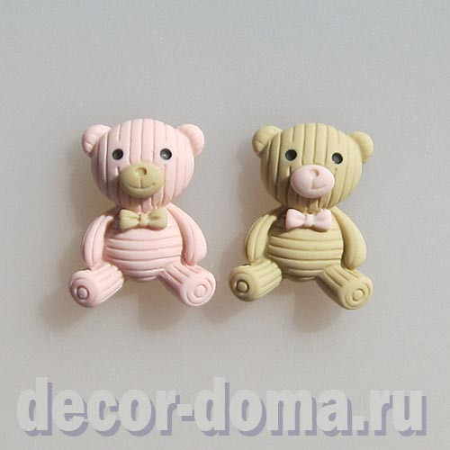 Мишки, игрушечные, под вельвет, 2,5 см, пластик, 2 шт. Мишки, игрушечные, под вельвет, 2,5 см, пластик, 2 шт.