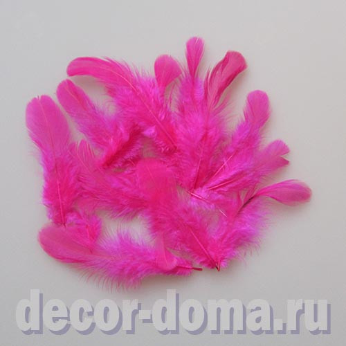 Перья для декора, 6 г, натуральные, цвет ярко-розовый Перья для декора, 6 г, натуральные, цвет ярко-розовый