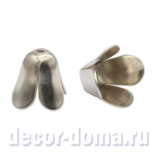 Колпачки, шапочки для бусин и шаров, 30 шт., тюльпан, 12 мм, цвет серебряный Колпачки, шапочки для бусин и шаров, 30 шт., тюльпан, 12 мм, цвет серебряный