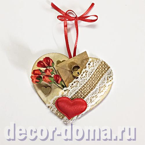 Сердечко-подвеска, 8,5 см, фигурка из фанеры