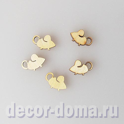 Мышки микро, 17 мм, фигурки из тонкой фанеры, 5 шт.