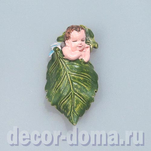 Малыш под листом, в стиле Анны Геддес, миниатюра, 4,5 см Малыш под листом, в стиле Анны Геддес, миниатюра, 4,5 см